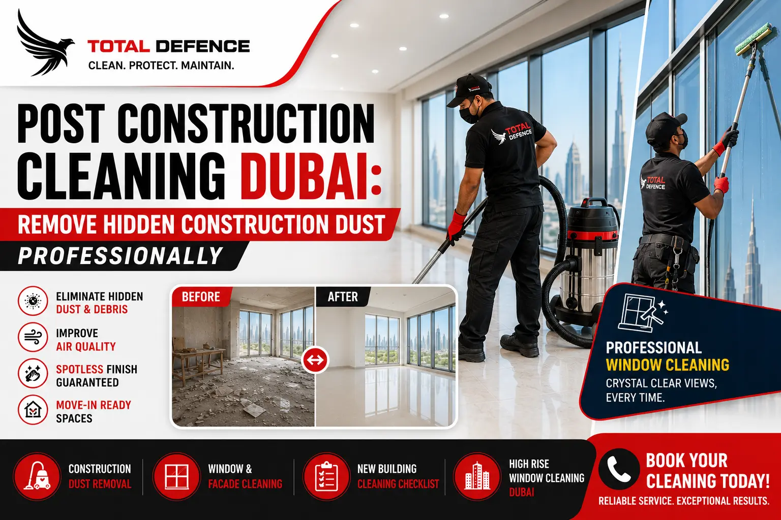 Post Construction Cleaning and window cleaning service for construction dust removal and facade cleaning.