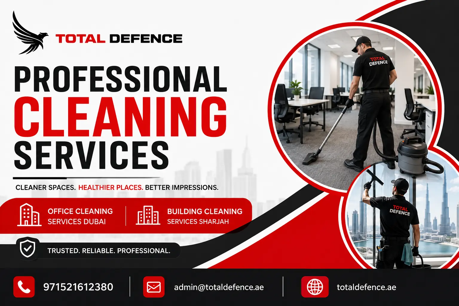 office and building cleaning services Dubai and Sharjah by Total Defence