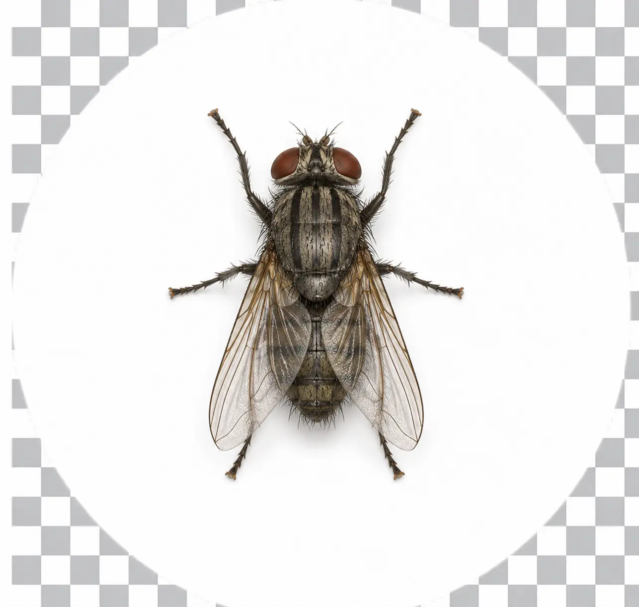 House Fly — larger grey fly commonly found near garbage and food