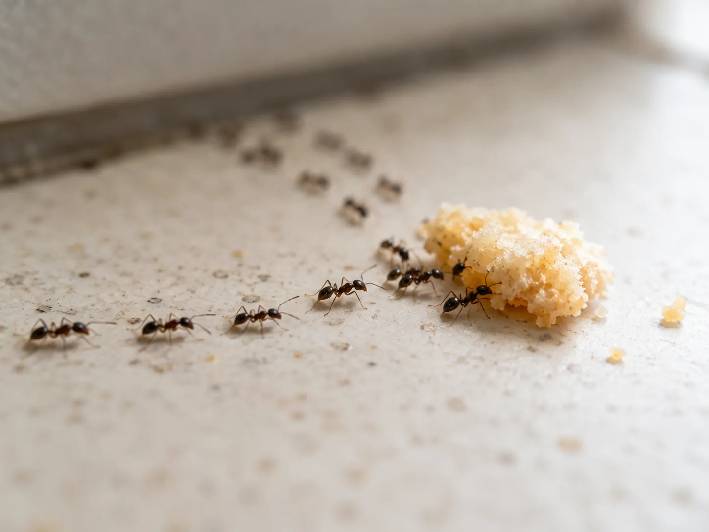 Ant infestation on kitchen countertop
